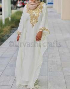 Modern Stylish Farasha Kaftan Hand Beaded Work <b>Long</b> Sleeves Wedding <b>Gown</b> Islamic Sexy Moroccan Kaftan - Product Image 3