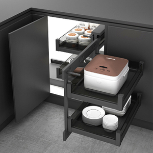 Organizador Extraíble de Aluminio de 2 Niveles para Gabinete de Esquina, Bandeja Abatible con Cierre Suave, Estante Ahorrador de Espacio para Cocina - Product Image 2