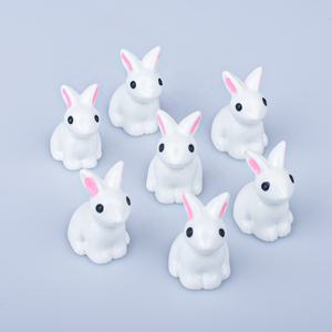 สีขาวน่ารักการ์ตูนสวนสัตว์เรซิ่น 3d กระต่ายจิ๋วหัตถกรรมสําหรับตกแต่ง - Product Image 1