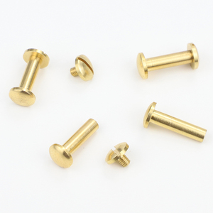 Vis à tête fendue, goujons et rivets en laiton et cuivre de haute qualité, M4 Grade 4.8, diamètre de tête 8-10mm, rivets pour ceintures et cuir, photo - Product Image 5