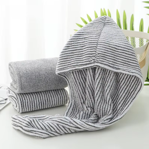 Ensemble de serviettes de bain en fibre de charbon de <span class=keywords><strong>bambou</strong></span> antimicrobien, tissées, trois pièces, rayées, épaisses et absorbantes pour usage domestique - Product Image 4