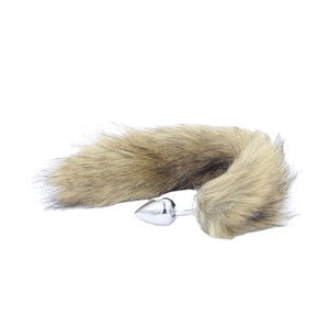 Queue de renard longue, petit <span class=keywords><strong>plug</strong></span> <span class=keywords><strong>anal</strong></span> en métal, perles de stimulation anale, accessoires de jeu de rôle, fétiche, jouets sexuels pour animaux de compagnie - Product Image 1