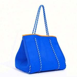 Grand sac de plage multifonctionnel en néoprène pour femmes avec poche intérieure zippée - Product Image 4