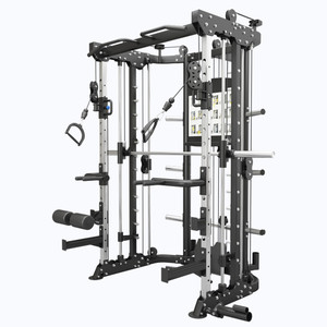 SK Machine Smith Tout-en-un et Entraîneur Fonctionnel, Cage Commerciale en Acier 3,0 mm avec Triple Pile de <span class=keywords><strong>Poids</strong></span> de 68 kg pour la Musculation à Domicile - Product Image 1