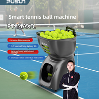 Machine à balles de tennis portable intelligente PUSUN PT-MAX C avec contrôle par application IA, entraîneur de tennis pour entraînement individuel/collectif, distributeur de balles