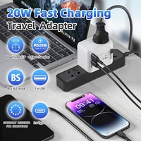 Worldplug PD 20W EU vers World Travel Adaptateur secteur Type E Socket Europe Plug Adaptateur avec prise de type C/G/A/I