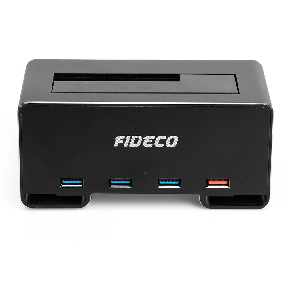 FIDECO USB 3,0 SATA dual Bay 3 puertos USB 3,0 duplicador fuera de línea Acoplamiento de disco duro estación de acoplamiento HDD externa de aluminio