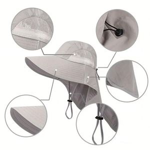 Sombrero de Pesca Personalizado para Exteriores con Protección Solar, Ajustable con Cordón en la Barbilla, Sombrero de Pescador de Ala Ancha para Hombre con Protección Trasera - Product Image 2
