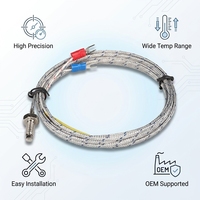 Sensor Suhu Termokopel Tipe-K Berulir M6 M8 dengan Panjang Probe 50mm, Baja Tahan Karat, Dukungan ODM/OEM untuk Penggunaan Industri