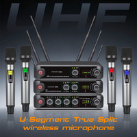 CHXYKOM IU-4018 4-Kanal True-Diversity UHF Drahtloses Mikrofonsystem mit 2 Handmikrofonen 2 Bodypack Lavalier-Mikrofonen Metall XLR