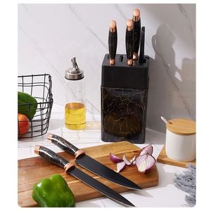 Hot bán 7 cái nhựa chủ không dính thép không gỉ Nhà Bếp <span class=keywords><strong>Knife</strong></span> Set với <span class=keywords><strong>Knife</strong></span> <span class=keywords><strong>block</strong></span> Set - Product Image 3