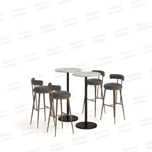 Kainice hiện đại Vòng đá cẩm thạch Bar bảng và cao Phân ghế thiết lập cho cà phê sữa trà ban công sử dụng nhà hàng đồ nội thất - Product Image 1