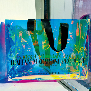 Bolsa de pvc transparente holográfica impermeable ecológica, bolsa de PVC, bolsa holográfica - Product Image 4