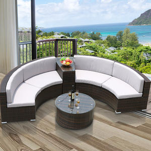 أريكة مستديرة خارجية نصف دائرية أريكة ترفيهية من الراتان قوس أثاث للحدائق - Product Image 5