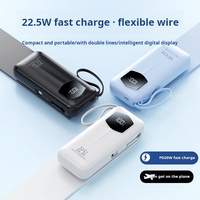 Batterie externe portable 2-en-1 intelligente 10000 mAh avec charge rapide 20W, affichage LED sans fil, câble PVC longue durée, pour iPhone, utilisation en extérieur