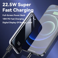 Mini Power Bank 10000mAh 3 sorties 2 entrées 22.5W Charge rapide Prise en charge de la charge rapide Chargeur portable USB-C pour iPhone et pour
