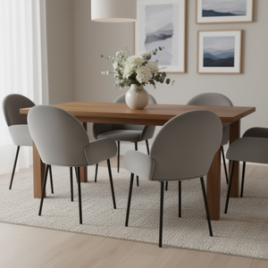 Sillas de comedor modernas de terciopelo, patas de metal tapizadas en gris, juego de muebles contemporáneos para el hogar, juego de 2 - Product Image 2