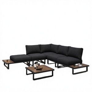 Conjunto de Sofás Esquineros Modernos y Duraderos para Exteriores, Muebles Seccionales en Forma de L para Jardín o Parque, Estructura de Aluminio, Resistentes al Agua y a los Rayos UV - Product Image 3