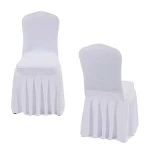 Fashion Design Banquet Spandex Stretch Chair Cover With Ruched Lower Hem Skirt