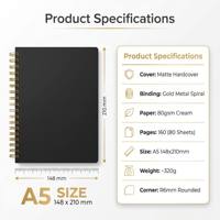 Carnet A5 à couverture rigide avec reliure à anneaux, papier couché, logo imprimé personnalisé, bloc-notes de bureau, agenda – Vente en gros