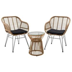 Cheap Rattan 3 Piece Parvekesetti <strong>Conservatory</strong> Sofa Table and <strong>Chairs</strong> Sets <strong>for</strong> Garden Patio Metal Frame Leisure Wicker Bistro Set - Product Image 2