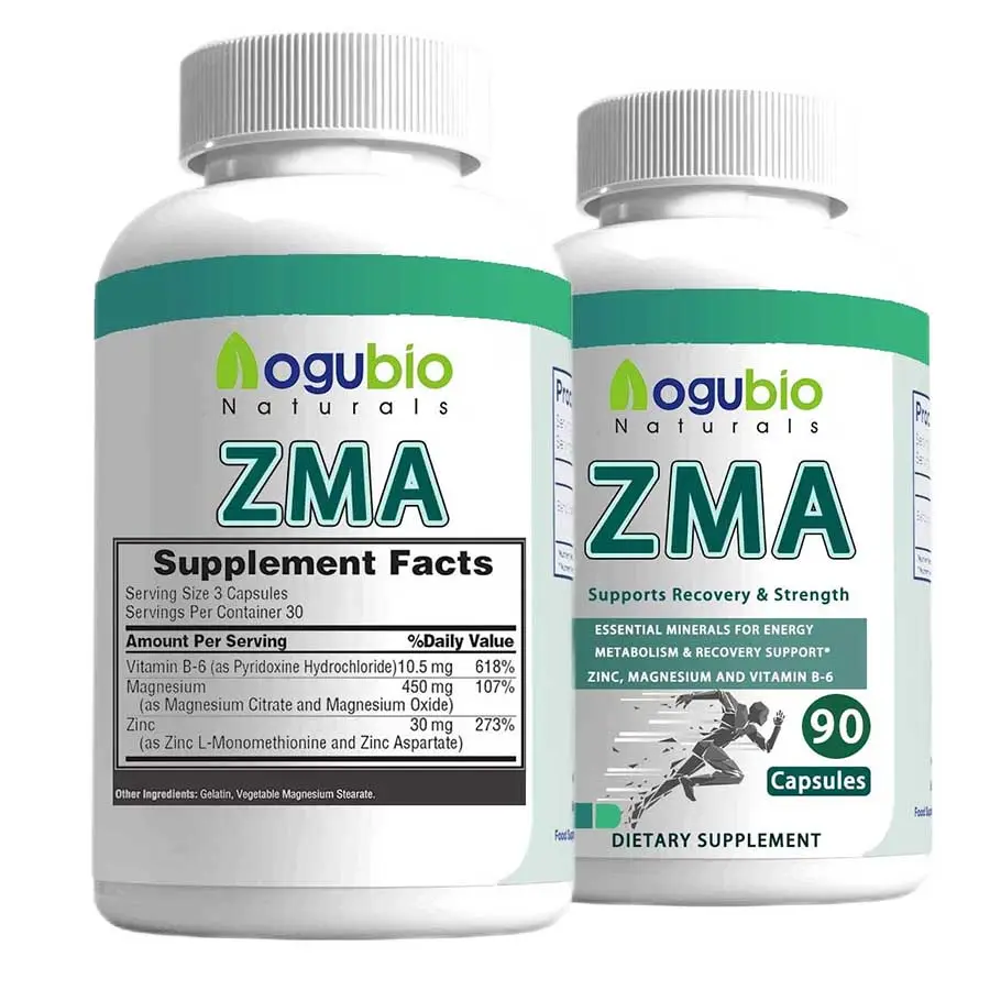 كبسولات مغنيسيوم الزنك ZMA للتغذية الرياضية وفيتامين B6 للحصول على تركيبة لدعم جهاز المناعة والعضلات كبسولات ZMA