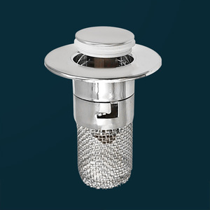 Washbasin drain <b>plug</b> with spring-loaded core, basin drain cleaner, hair filter, odor-proof, removable, <b>universal</b> push-button - Product Image 3