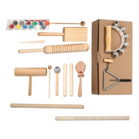 Educational Wooden Percussion Acoustic Drum Set for Children-Full Set with 6 Pieces