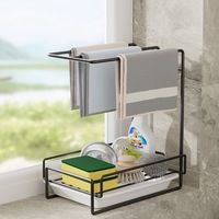 Étagère de rangement pour évier de cuisine, type sur comptoir, double niveau, en métal, porte-éponge à vaisselle