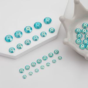Cuentas de diamantes de imitación de resina epoxi de ópalo azul caribeño Aqua de 5 mm con parte trasera plana y orificio central para coser, para la fabricación de joyas y accesorios de cuentas para la cintura - Product Image 2