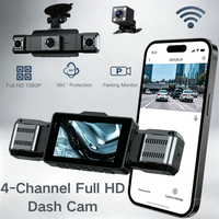 Caméra embarquée 3 pouces pour voitures, 4 canaux, boîte noire, WiFi, caméra de conduite 1080P, vision nocturne, enregistrement en boucle, garantie 1 an