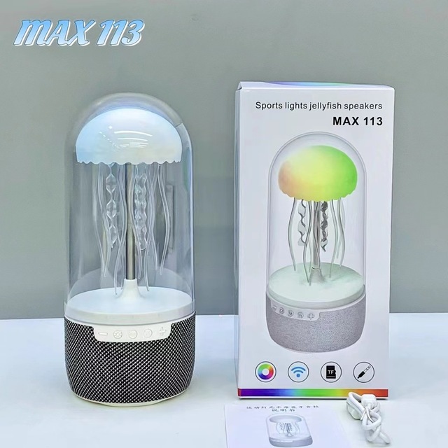Jellyfish Mini Wireless Speaker with RGB LED Lighting MAX113 Sound-Activated for Bluetooth Rhythm Night Light USB Audio System