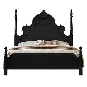 Vintage French Style Solid Wood <b>Poster</b> Bed 1.5M 1.8M Hand Carved Bedroom Furniture - Product Image 4