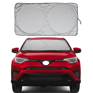 Pare-soleil avant de voiture en polyester argenté anti-UV, double cercle, design personnalisé pour pare-brise - Product Image 2