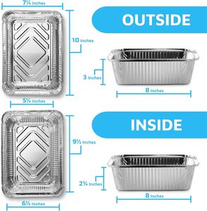 Disposable Food Packaging Aluminum <b>Containers</b> Tin Foil Dishes Catering Aluminium Foil Tray With Plastic Lid 260ml ~ 1750ml - Product Image 2