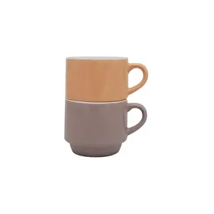 Caneca de café empilhadora de cerâmica, estilo japonês, presente, conjunto de xícara de café com decalque, impressão personalizada, canecas fofas para crianças