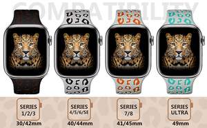 Bandas grabadas de leopardo de dos tonos para <span class=keywords><strong>Apple</strong></span> <span class=keywords><strong>Watch</strong></span> 40mm 38mm 41mm 42mm 44mm 45mm silicona para Ultra <span class=keywords><strong>Series</strong></span> 9 8 <span class=keywords><strong>7</strong></span> 6 SE 5 4 3 2 1 - Product Image 2