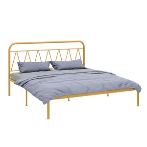 เตียงสองชั้นแบบสามชั้นสำหรับตกแต่งภายในบ้าน,โครงเตียงควีนไซส์แบบสองชั้นโครงโลหะเต็มขนาดที่กำหนดเองพร้อมหัวเตียง