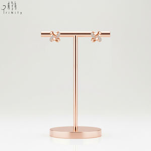 Nouvelles boucles d'oreilles double cerceau en or rose massif 18 carats avec diamants naturels et fermoir à vis, idéales comme cadeau d'anniversaire pour femme - Product Image 3