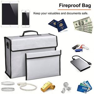 CUSTOM 100% <b>Fireproof</b> Fiberglass File Storage <b>Document</b> <b>Box</b> Money Safe with Zipper Closure <b>for</b> School Use New - Product Image 3