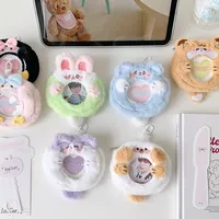 Étui porte-badge en peluche lapin de dessin animé mignon, pochette pour écouteurs, porte-clés, pendentif, protection pour épingles de sac Ita, style Kawaii, pour étudiants