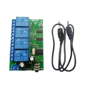 Ad22b04 4 Kanaals Relais Mt8870 Dtmf Toon Signaal Decoder Afstandsbediening Relaismodule 12V Dc Voor Plc Smart Home Met 3.5Mm Kabel