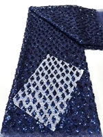 Tissu en dentelle à sequins losanges en gros 2025 pour robe de soirée de mariage, tissu en dentelle brodée avec sequins