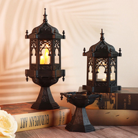 Lampe de table hexagonale marocaine en plastique avec bougies LED, lanterne portable faite à la main, suspension pour décoration de festival au Moyen-Orient