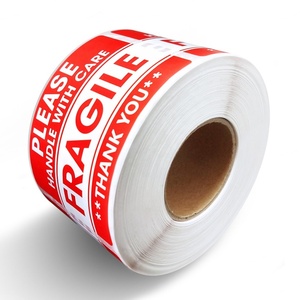 Étiquette fragile personnalisée en rouleau 2x1 pouce avec poignée, manipuler avec soin, ne pas laisser tomber, autocollant fragile - Product Image 1