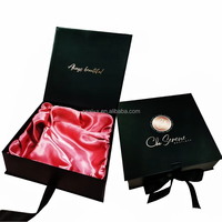 Boîtes de rangement de luxe personnalisées pour cadeaux capillaires, avec fermeture à ruban, pour emballage de mèches de cheveux en soie vierge, avec logo