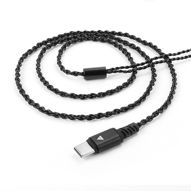 QKZ TC 100 Four-Strand Silver-Plated Hi-End Headphone Upgrade Cable with Type-C 2-Pin Connector and Food Grade Silicone Sleeve