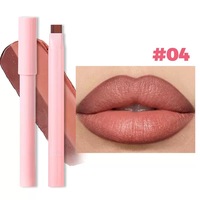 Crayon à lèvres imperméable longue durée avec logo personnalisé, vegan, lisse, haute pigmentation, rose brun, 2 en 1, rouge à lèvres et crayon à lèvres