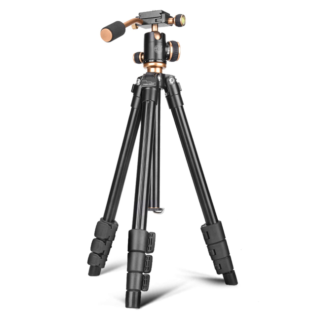 QZSD-Q160 Aluminium Alloy Tripod Head with Folded Height Only 40cm for Flip Leg Lock and Three Gear for Adjust