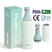 Bouteilles d'eau sous vide en acier inoxydable écologiques de 20oz YEWAY différentes bouteilles thermos à boire toute la journée